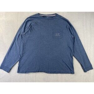 Vineyard Vines Men’s XL Blue Long Sleeve Pink  Logo Whale Performance Shirt